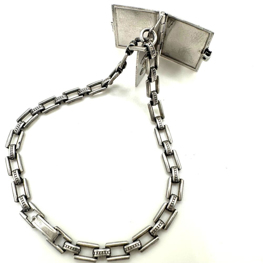 Vintage 925 sterling silver flex link articulated book charm bracelet 6"